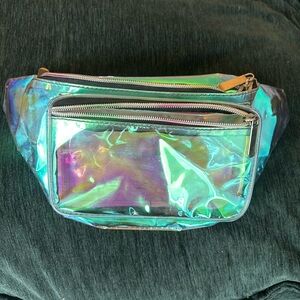 Blue/Green Iridescent Transparent Fanny Pack
